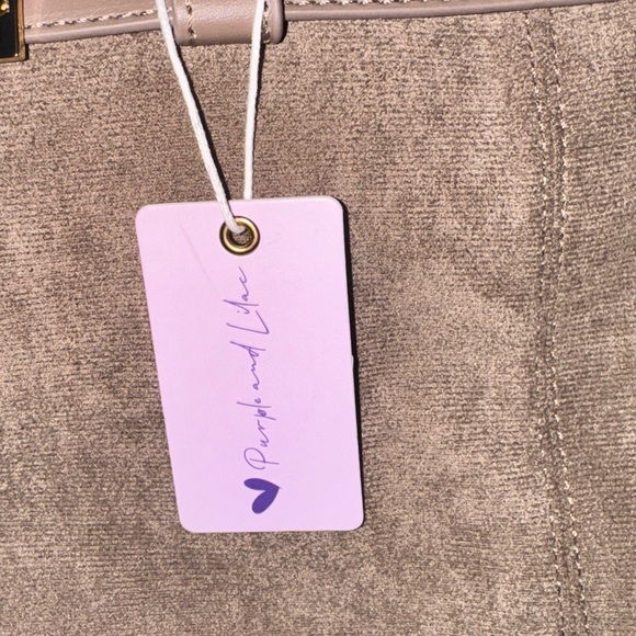 Elegant stone color Suede & Vegan Leather Handbag - Picture 2 of 11